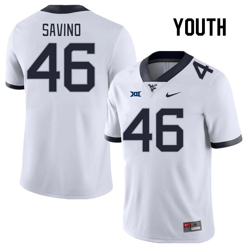 Youth #46 Luke Savino West Virginia Mountaineers College Football Jerseys Stitched Sale-White - Click Image to Close